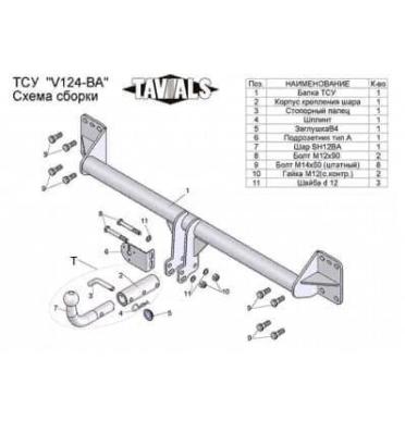 Фаркоп ТСУ для VOLKSWAGEN TOUAREG (7LA,7P5) 2002-2010 (С БЫСТРОСЪЕМНЫМ ШАРОМ) Лидер Плюс